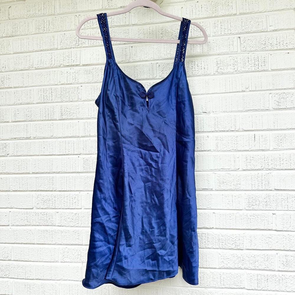 Vintage 90s Inner Most Navy Satin Slip Dress
